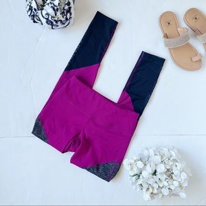 Yogaliscious cranberry, gray Sheer Panel Yoga Pants